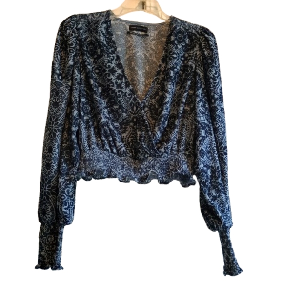 Urban Outfitters Women's  Paisley Alice in Chains Crop Blouse Med Dark Academia‎ - Picture 2 of 16